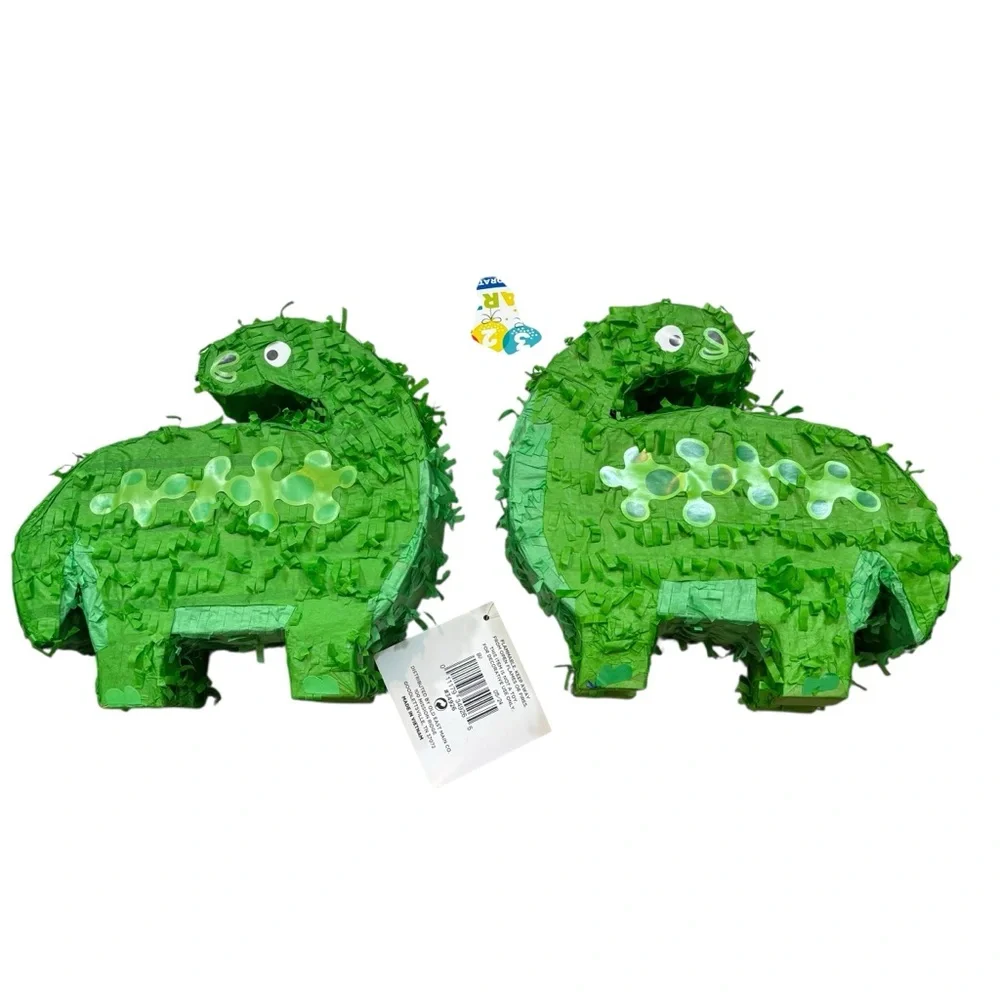 Brand new with Tags Lot of Two‎ Miniature Green Dinosaur Piñatas